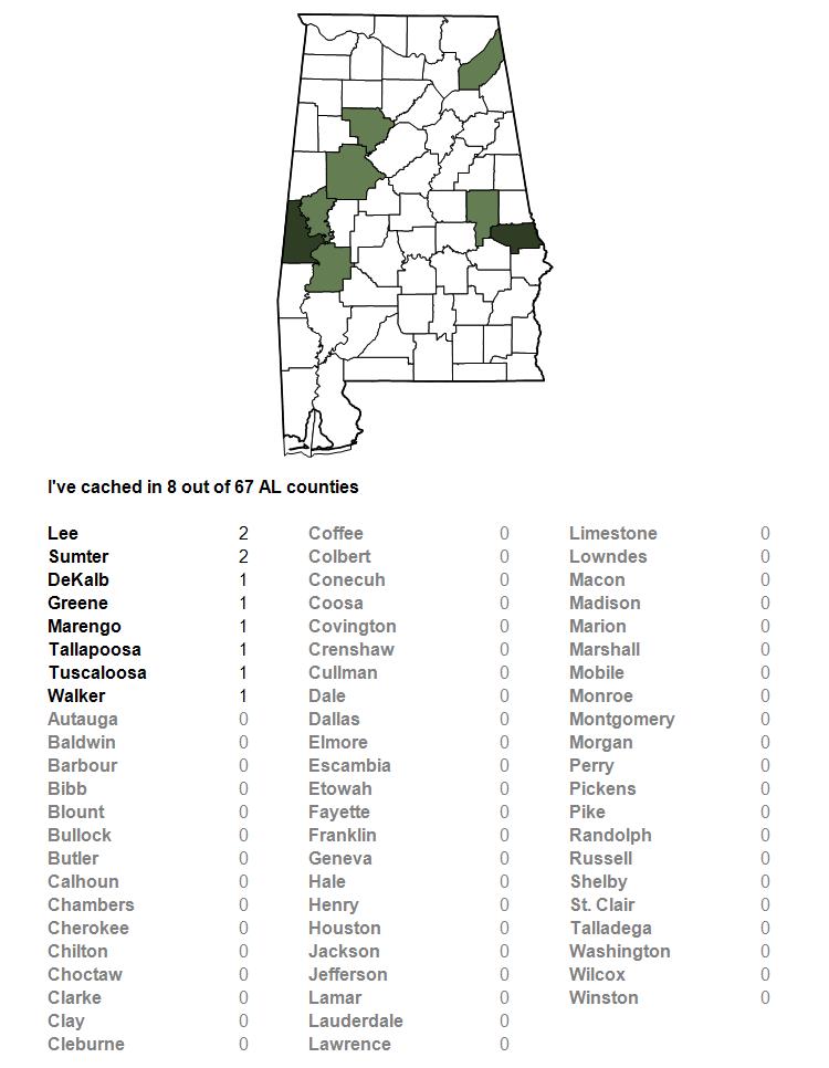 Alabama counties found by Roy and Annette