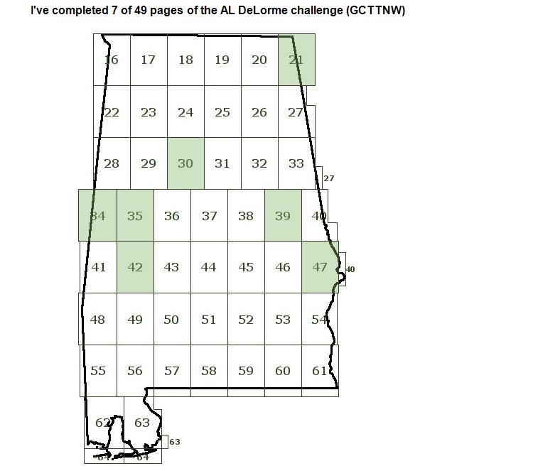 Roy and Annette Alabama DeLorme Challenge progress map