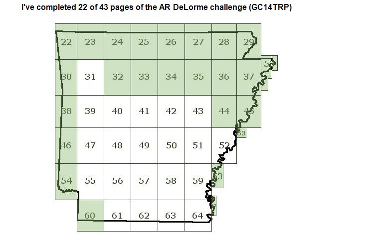 Roy and Annette Arkansas Original DeLorme Challenge progress map